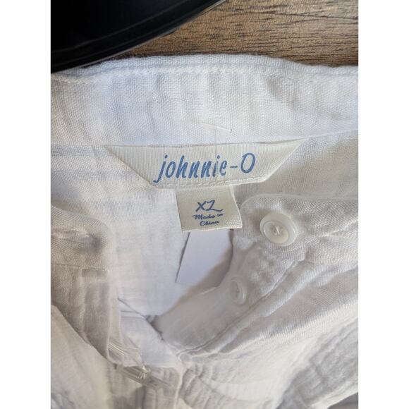 Johnnie-O Shirt Womens XL White Alana Cotton Blend Long Sleeve Collared Popover - Picture 3 of 4